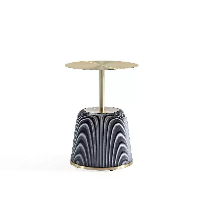 Manhattan Comfort Anderson Modern Leatherette Upholstered End Table with Gold Tabletop