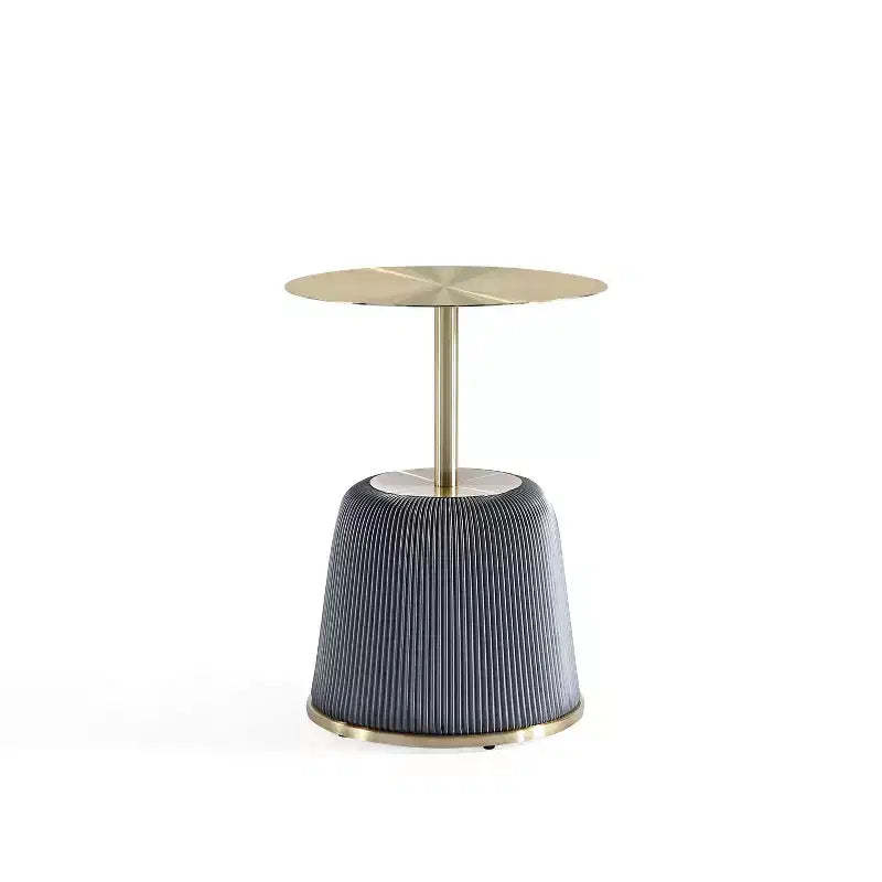 Manhattan Comfort Anderson Modern Leatherette Upholstered End Table with Gold Tabletop