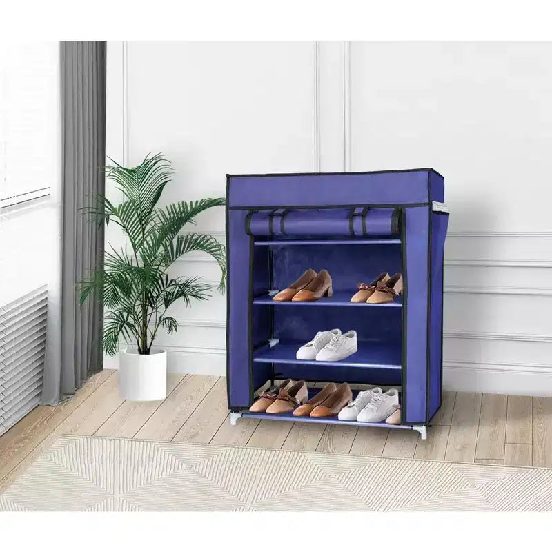 J&V TEXTILES Shoe Rack Organizer Tall Shoe Rack for Closet Entryway 4 Tier Non-Woven Cover Shoe Shelf Holds 12 Pairs