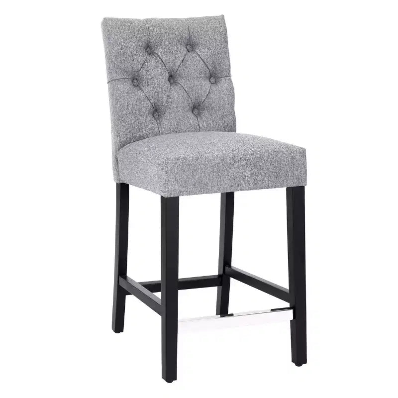 WestinTrends 24 Linen Fabric Tufted Counter Stool, Gray