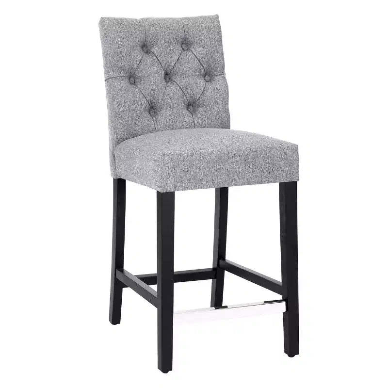 WestinTrends 24 Linen Fabric Tufted Counter Stool, Gray