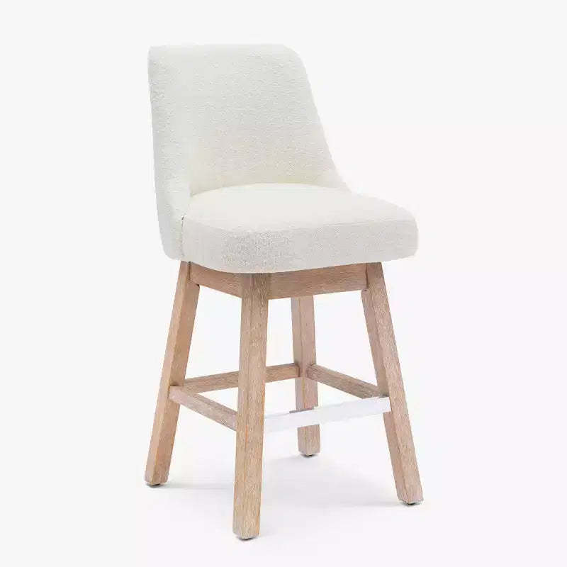 WestinTrends 26 Upholstered Swivel Counter Height Bar Stool, Cream