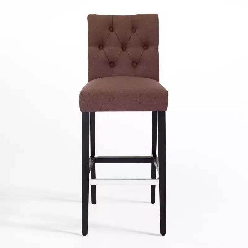WestinTrends 29 Upholstered Linen Fabric Tufted Bar Stool Chair, Brown