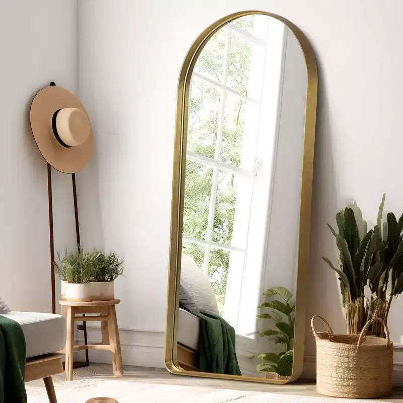 Dovelina Wall Mounted Mirror Arched Metal Frame Full Length Mirror