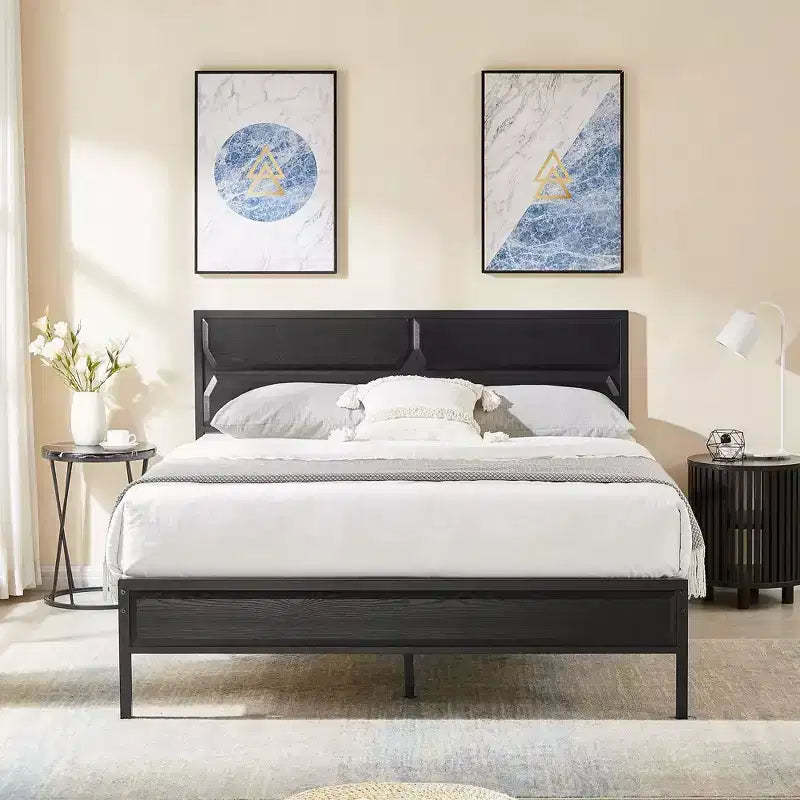 VECELO Bed Frame with Wooden Headboard, Heavy-Duty Platform Bed