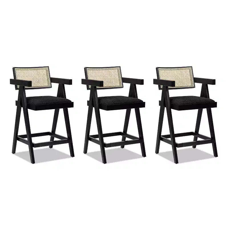 29.5 Modern Resin Webbing Back Bar Stool with Arms, Set of 3