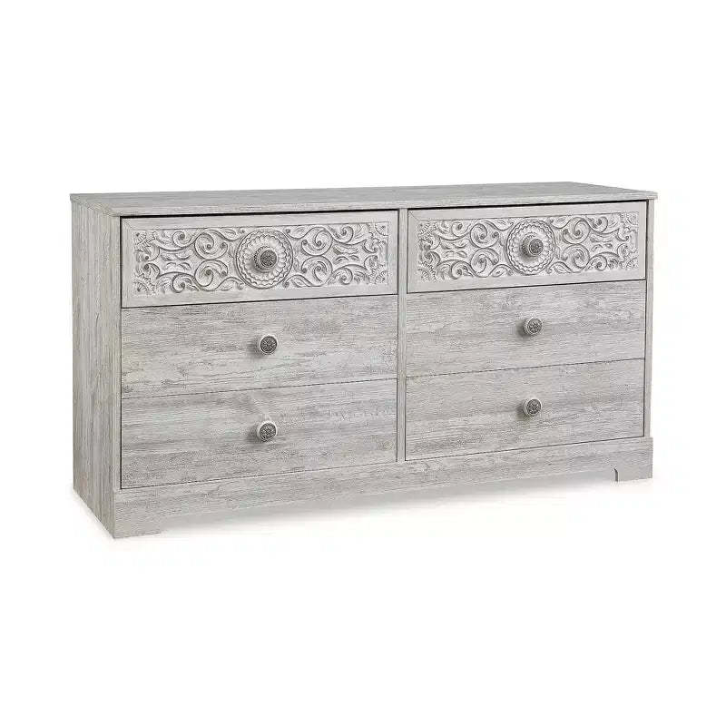 Signature Design by Ashley Casual Paxberry 6 Drawer Dresser, Whitewash