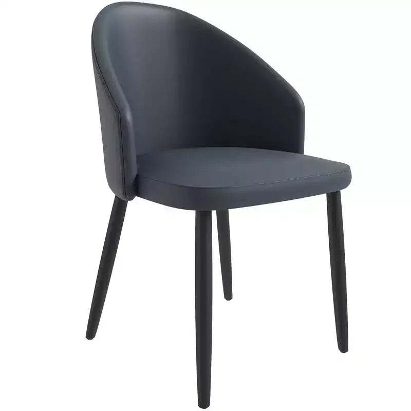 LeisureMod Paradiso Modern Upholstered Chair  Curved Back, Black Solid Wood Legs, Stylish Comfortable Side Chair for Dining, Kitchen & Living