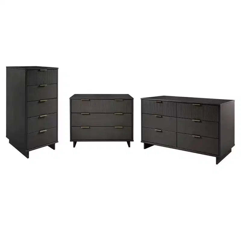 Manhattan Comfort 3pc Granville Chest with Single Dresser and Double Dresser Bedroom Set