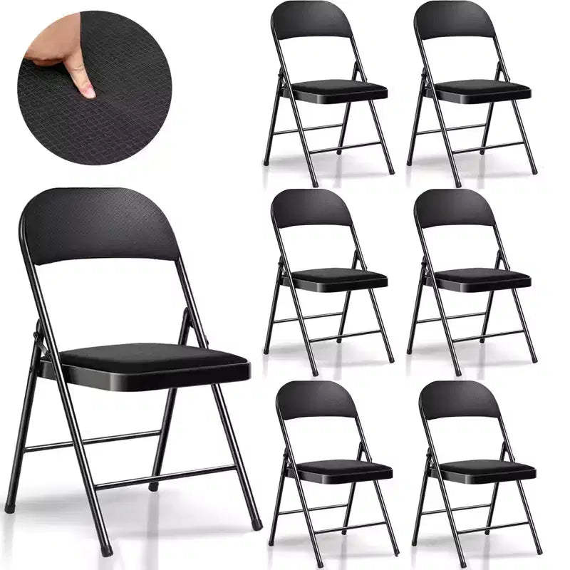 SUGIFT 6 Pack Fabric Padded Folding Chair Portable Dining Chairs , Black
