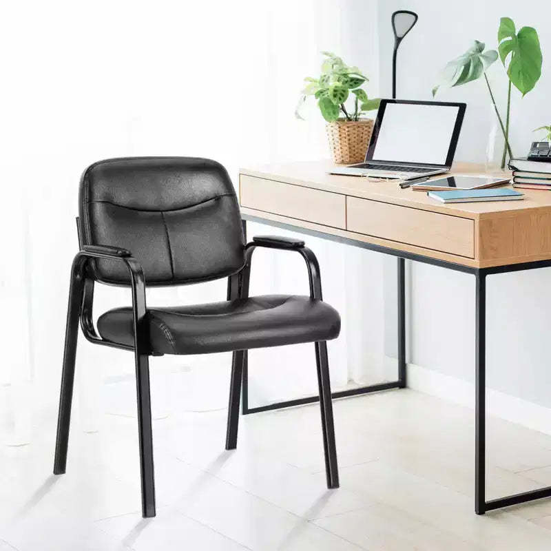 JIONJOY Office Guest Chair Faux Leather Executive with Padded Arm Rest Set of 4| Black