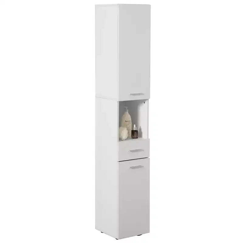 Basicwise 71.5 Corner Shelf Floor Cabinet with 2 Doors, 1 Drawer, Linen Tower Cabinet, Perfect for Bathroom, Living Room, Kitchen or Home Office