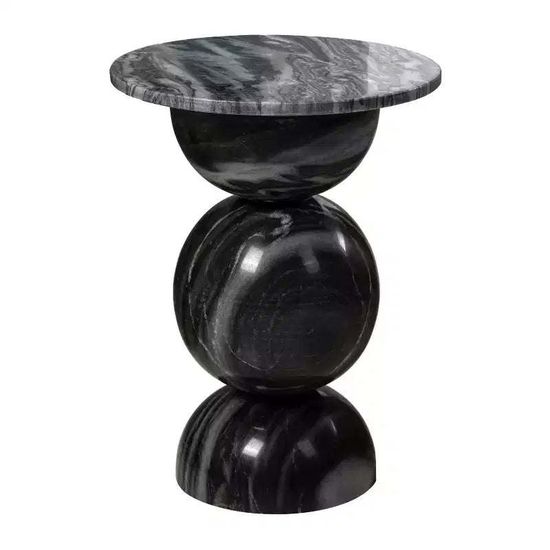JONATHAN Y Aura 19 Modern Natural Marble Handmade Stacked Round Pedestal End Table