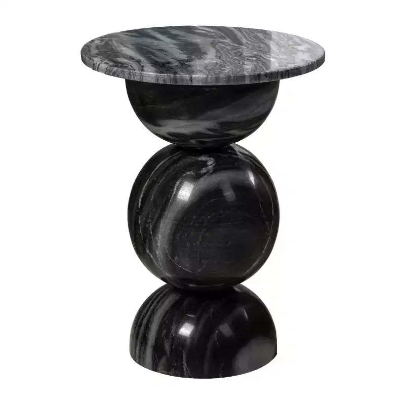 JONATHAN Y Aura 19 Modern Natural Marble Handmade Stacked Round Pedestal End Table