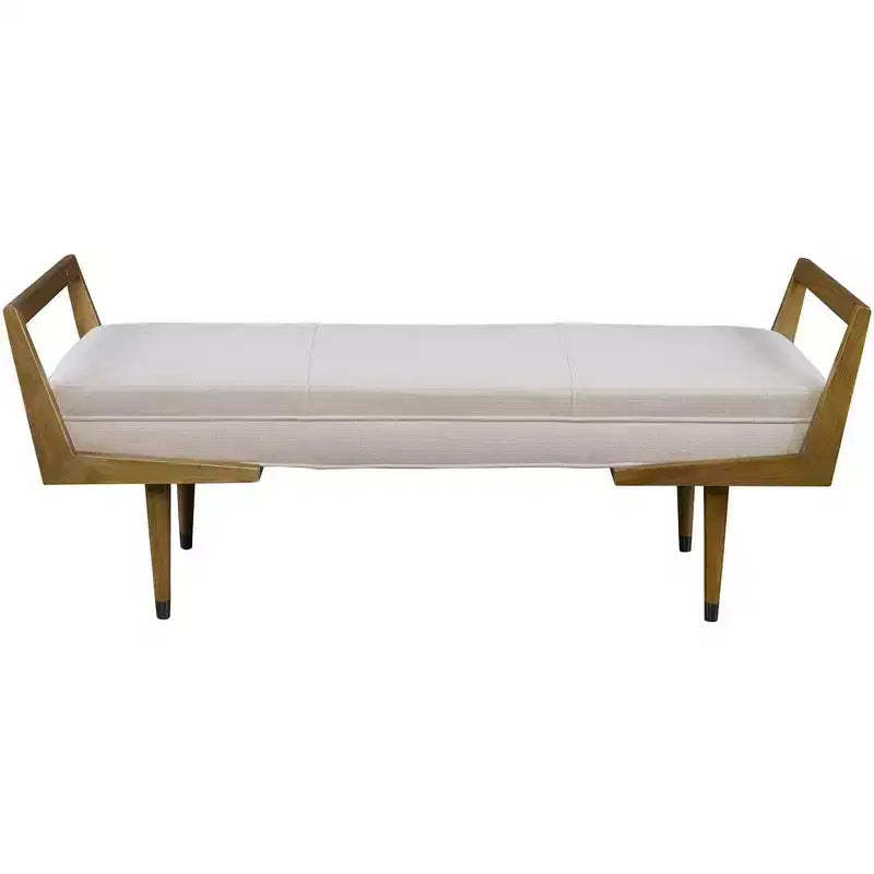 Uttermost Waylon 59 Wide Woven Beige Fabric Tufted Bench
