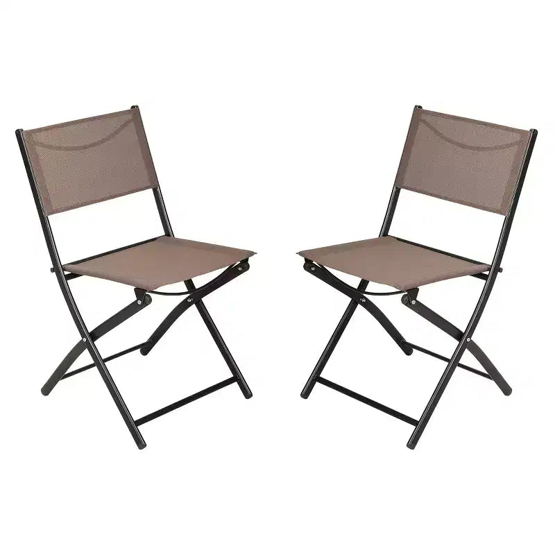 Merrick Lane Set of 2 Versatile Flex Comfort Indoor/Outdoor Fold Chairs with Metal Frames