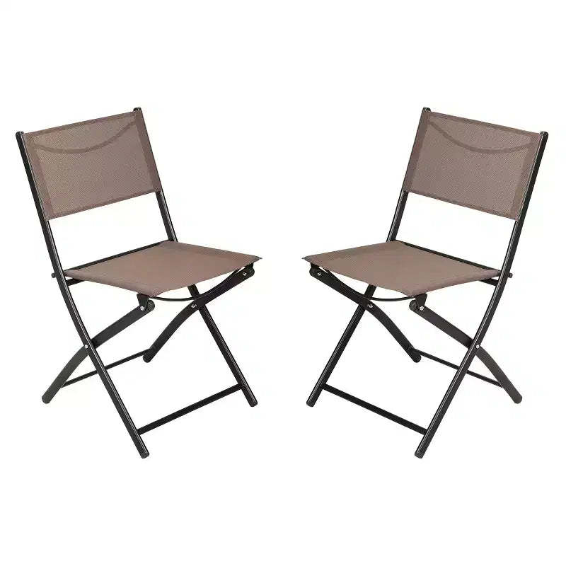 Merrick Lane Set of 2 Versatile Flex Comfort Indoor/Outdoor Fold Chairs with Metal Frames