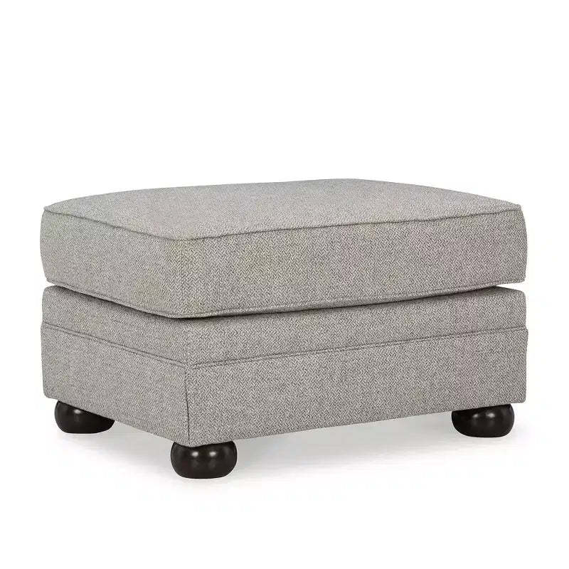 Signature Design by Ashley Gaelon Casual Firmly Cushioned Ottoman with Bun Legs, Gray & Brown
