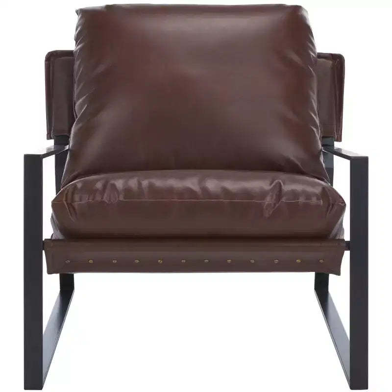 Popham Pillow Top Accent Chair - ACH4520 - Dark Brown/Black - Safavieh