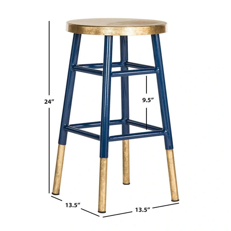 SAFAVIEH Celine 24-inch Navy/ Gold Counter Stool - 13.5 x 13.5 x 24 - 14Wx14Dx24H