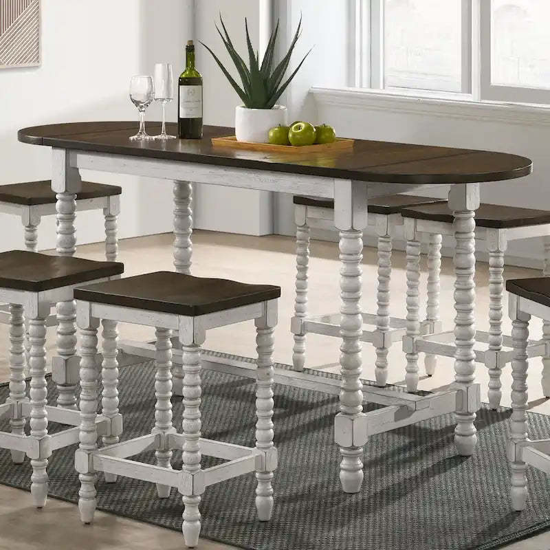 Vexl Walnut 71-inch Counter Height Table w/ Drop Leaf by Furniture of America