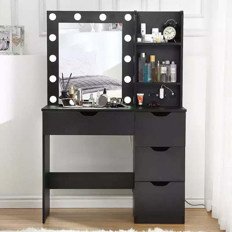 Makeup Vanity with Drawers, White Vanity Desk with Mirror and Lights in 3 Colors