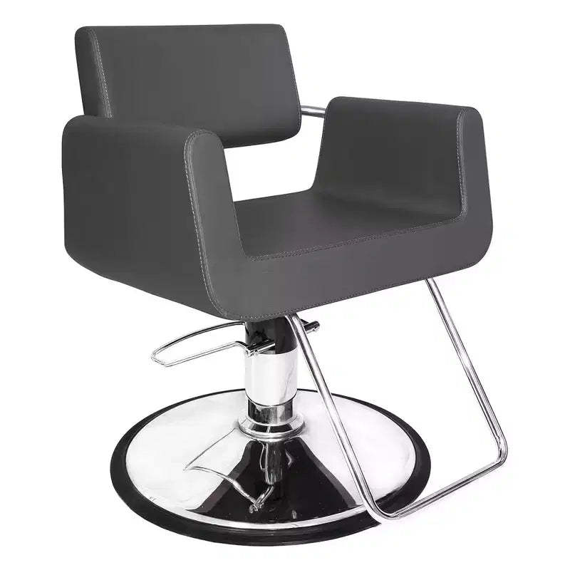Chromium Brooklyn Professional Salon Styling Chair with High Density Foam Cushions and Steel Construction for Hair Cutting, Styling, and Perms, Gray