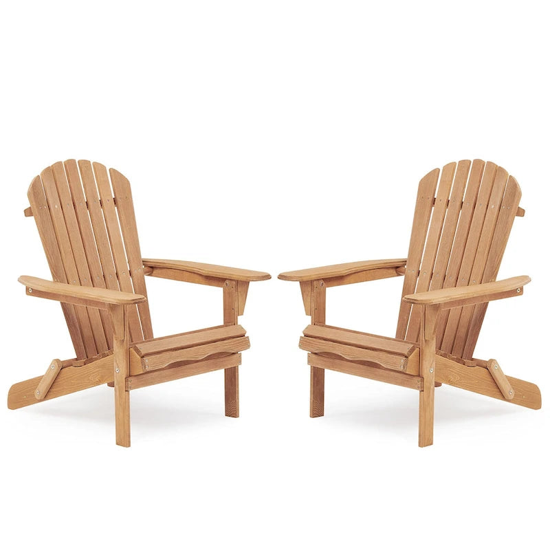 Wooden Outdoor Folding Adirondack Chair Set of 2