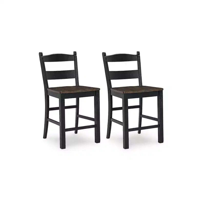 Signature Design by Ashley Valebeck Counter Height Bar Stool, Set of 2, Black/Brown