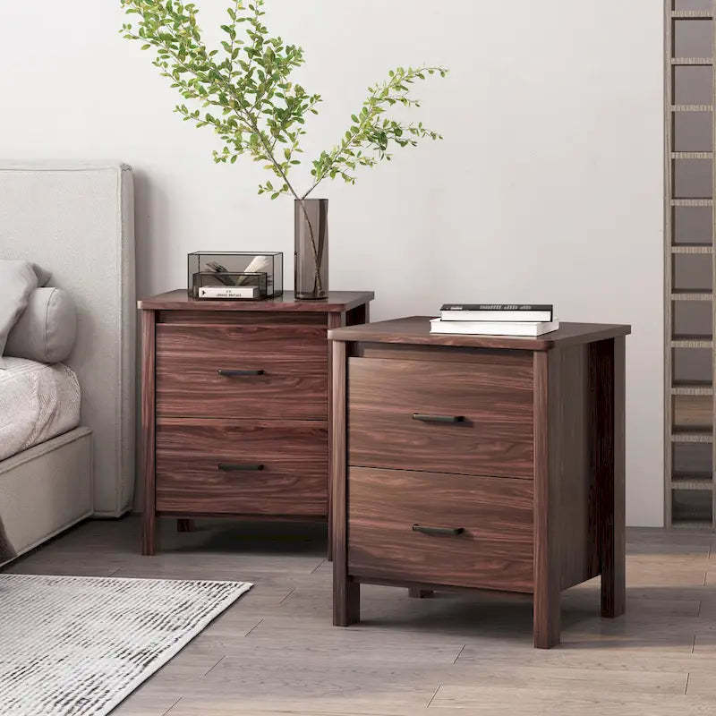 Olimont Faux Wood 2 Drawer Nightstands (Set of 2) by Christopher Knight Home