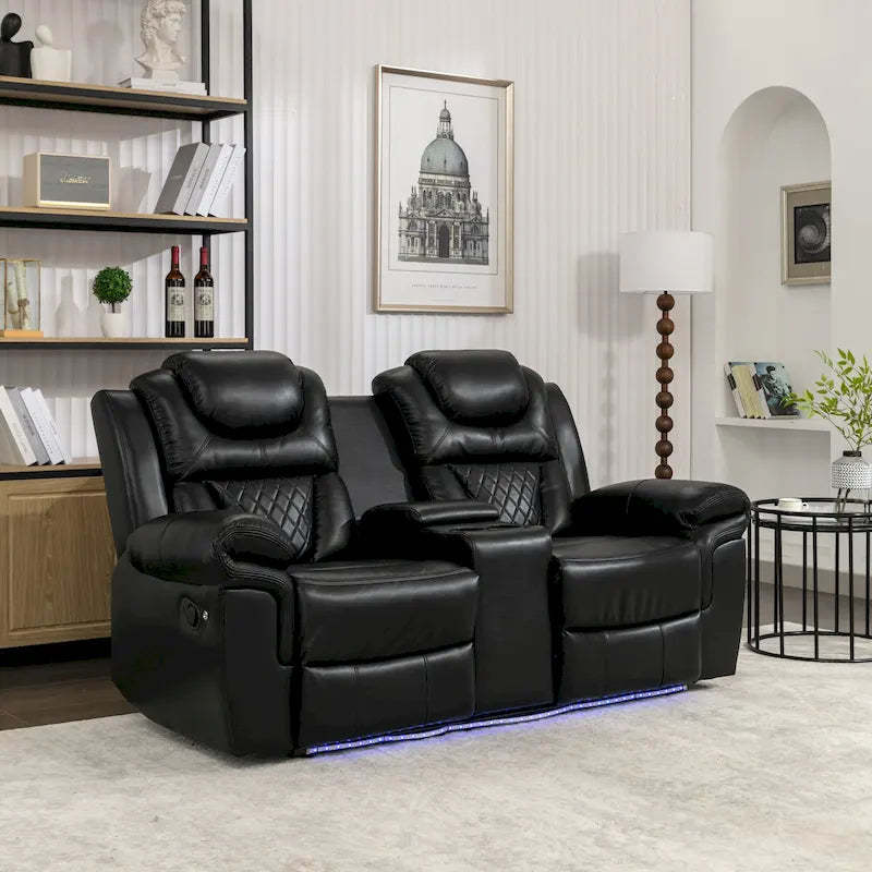 Home Theater Seating Manual Recliner Loveseat with Hide-Away Storage
