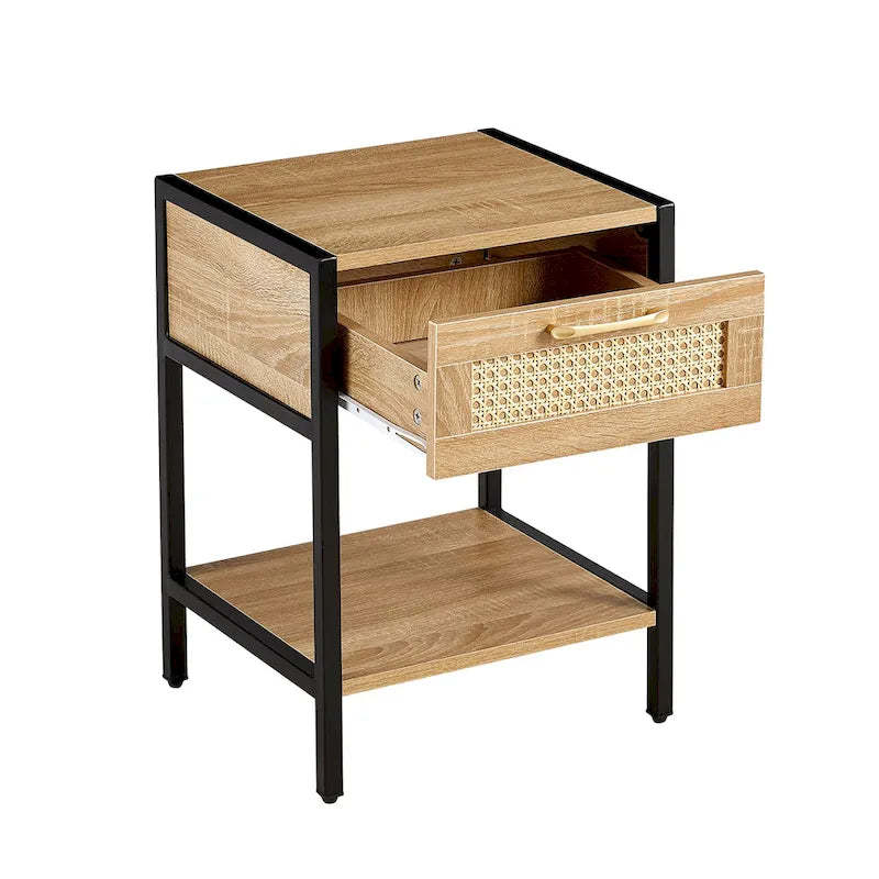 Rattan Nightstand with Drawer (Set of 2)