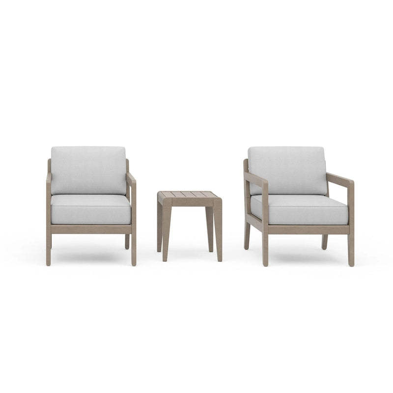 Homestyles Sustain Gray Wood Outdoor Lounge Armchair Pair and End Table