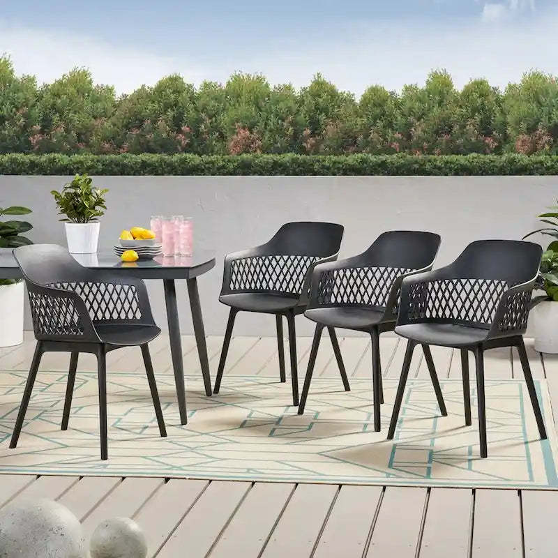 Azalea Outdoor Modern Dining Chair (Set of 4) by Christopher Knight Home - 23.00 W x 21.50 D x 33.00 H