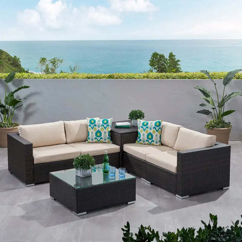 Santa Rosa Outdoor 6-piece Wicker Sectional Sofa by Christopher Knight Home