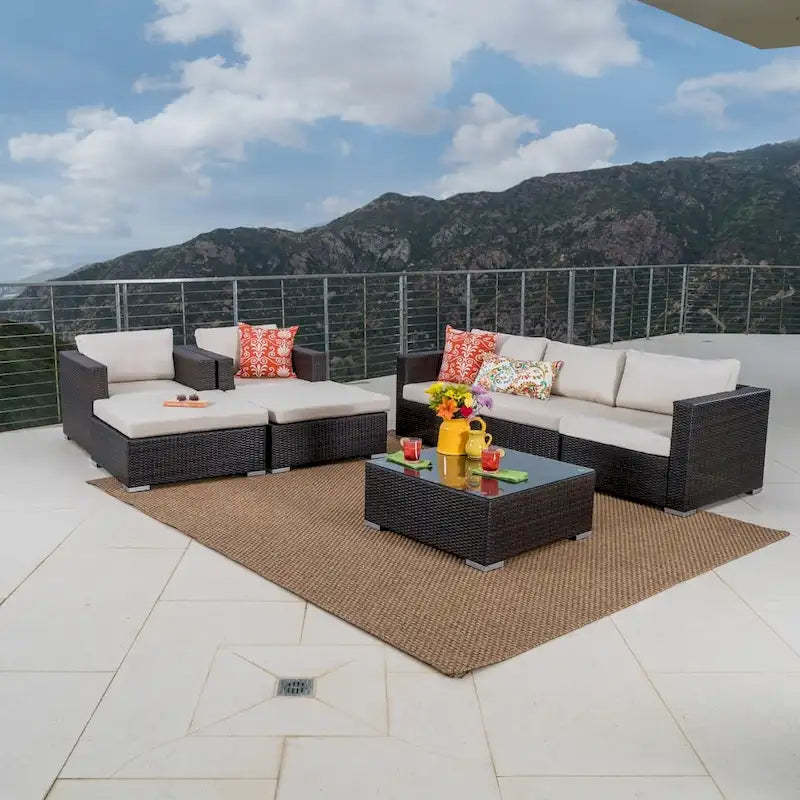 Santa Rosa Outdoor 8-piece Wicker Sectional Sofa Set with Cushions by Christopher Knight Home