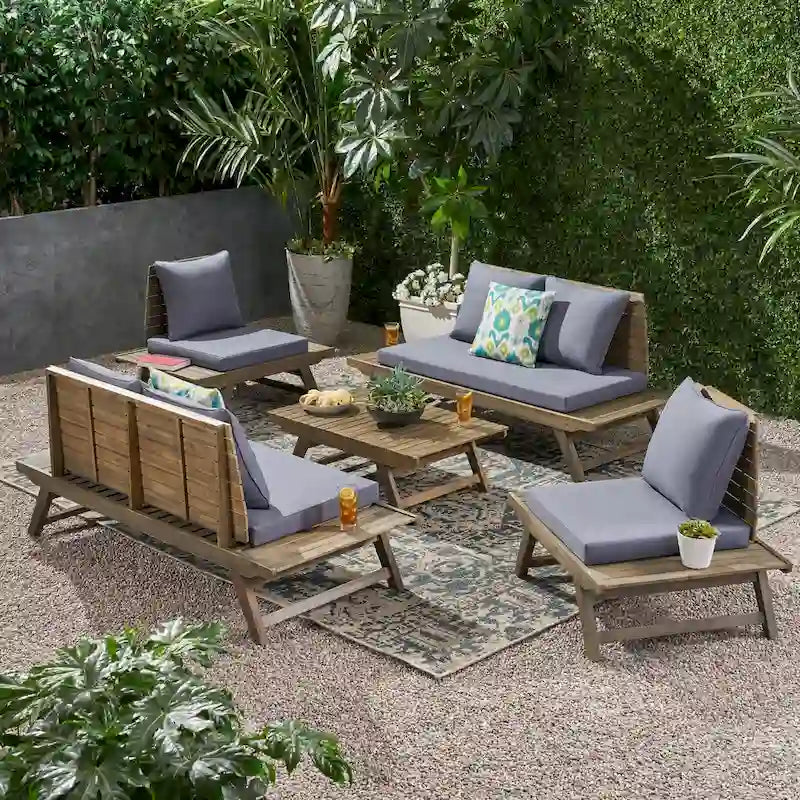 Sedona Outdoor 6 Seater Acacia Wood Chat Set by Christopher Knight Home