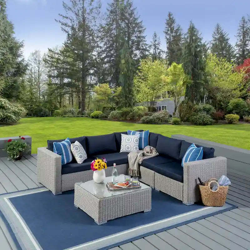 Santa Rosa Outdoor 6-piece Wicker Seating Sectional Set with Cushions by Christopher Knight Home