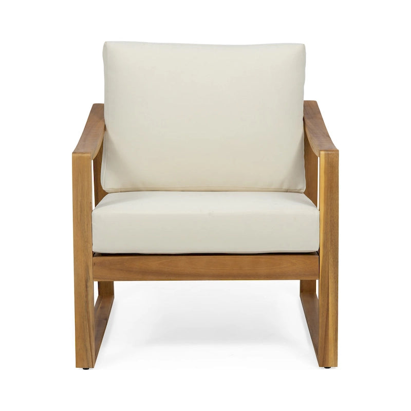 Samwell Acacia Wood Outdoor Club Chair with Cushion by Christopher Knight Home