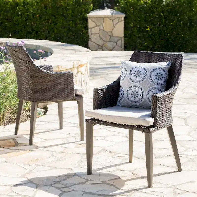 Hillhurst Outdoor Wicker Dining Chairs with Cushions (Set of 2) by Christopher Knight Home