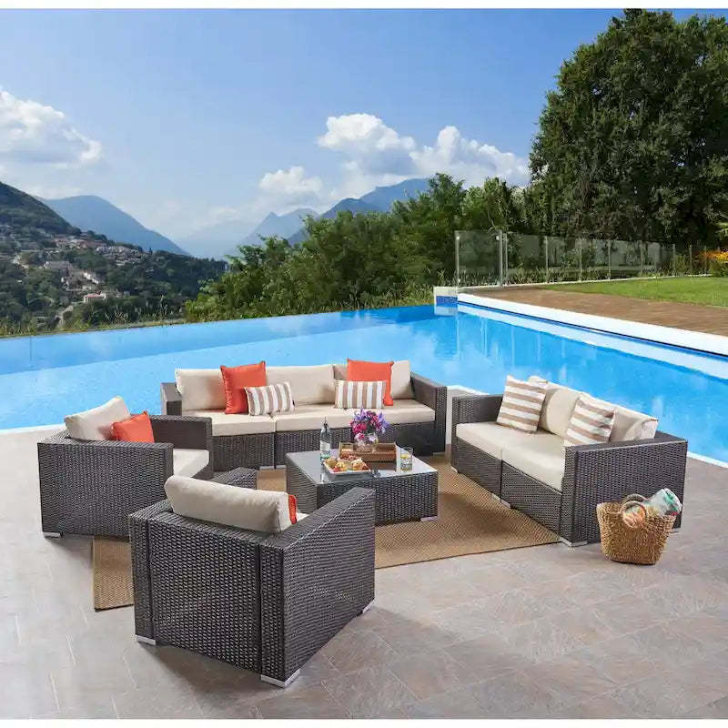 Santa Rosa Outdoor 8-pc. Wicker Chat Set by Christopher Knight Home - 8 Piece Set