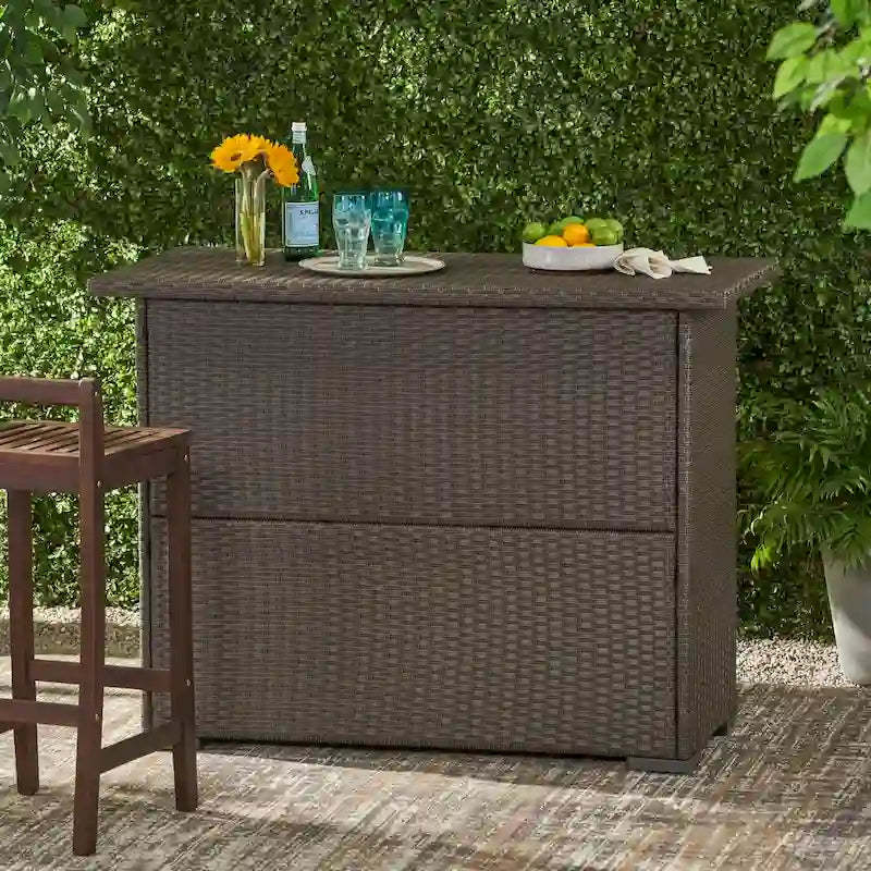 Outdoor Trinidad Wicker Bar by Christopher Knight Home