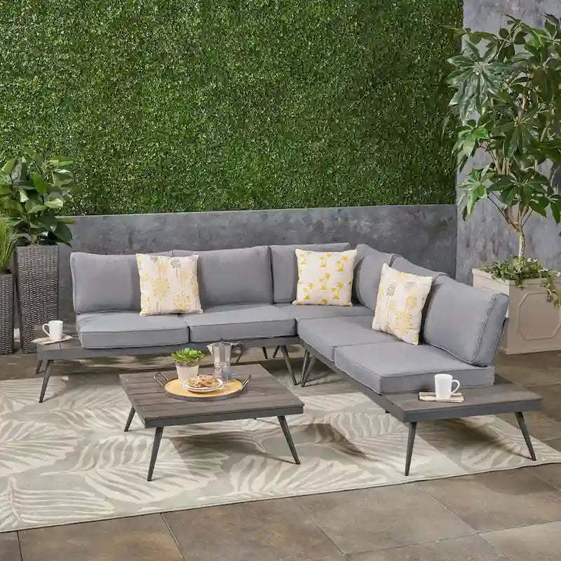 Norfolk Outdoor V-Shaped 5 Seater Sofa Set by Christopher Knight Home