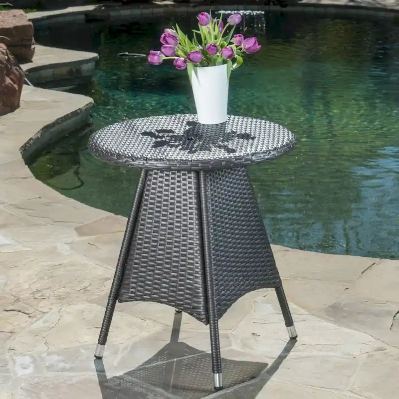 Corsica Outdoor Wicker Round Dining Table (ONLY) by Christopher Knight Home - 25.75L x 25.75W x 28.35H