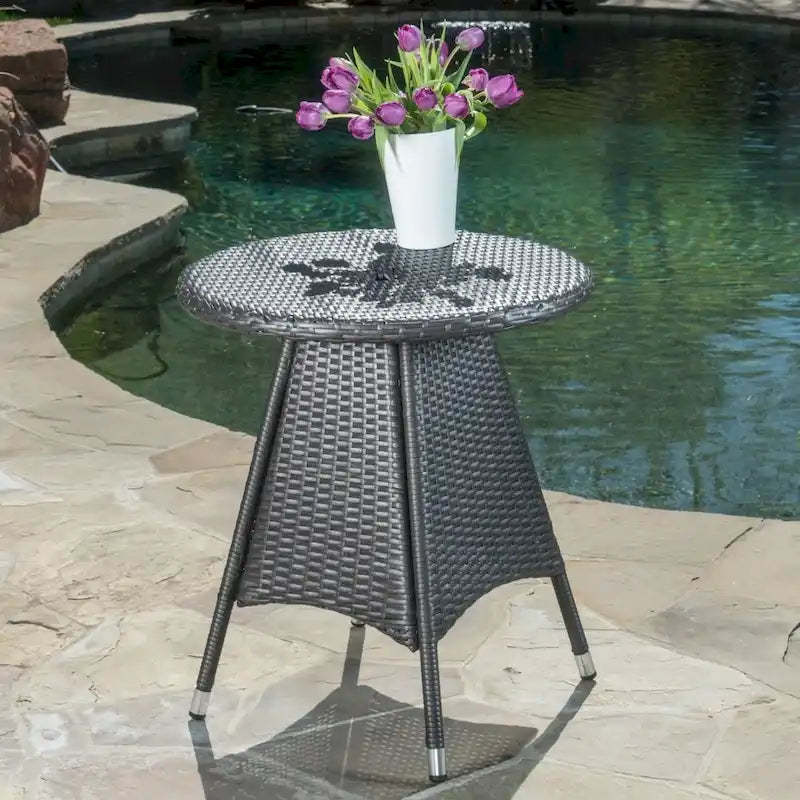 Corsica Outdoor Wicker Round Dining Table (ONLY) by Christopher Knight Home - 25.75L x 25.75W x 28.35H