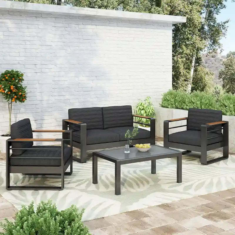 Giovanna Cushioned 4-piece Patio Chat Set by Christopher Knight Home