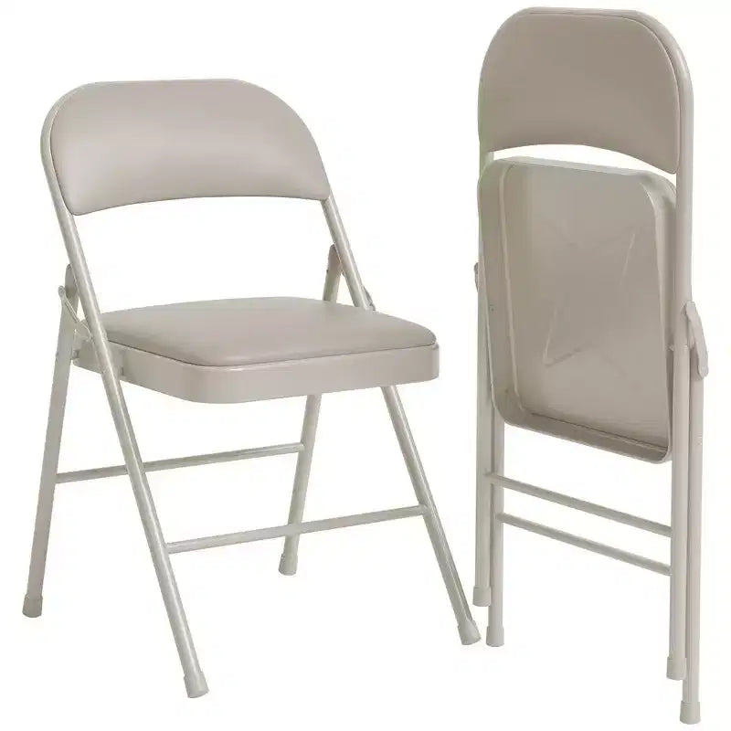 Folding Chairs Set of 2/4, PU Upholstered Foldable Chairs with Metal Frame Hold Up to 350 Pounds