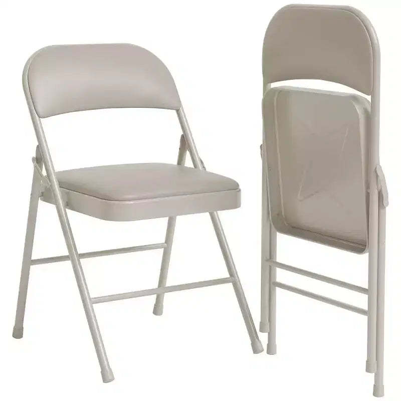 Folding Chairs Set of 2/4, PU Upholstered Foldable Chairs with Metal Frame Hold Up to 350 Pounds