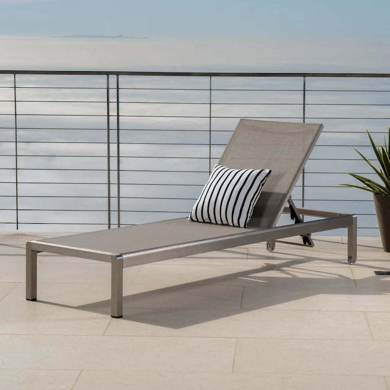 Cape Coral Outdoor Aluminum Adjustable Chaise Lounge by Christopher Knight Home