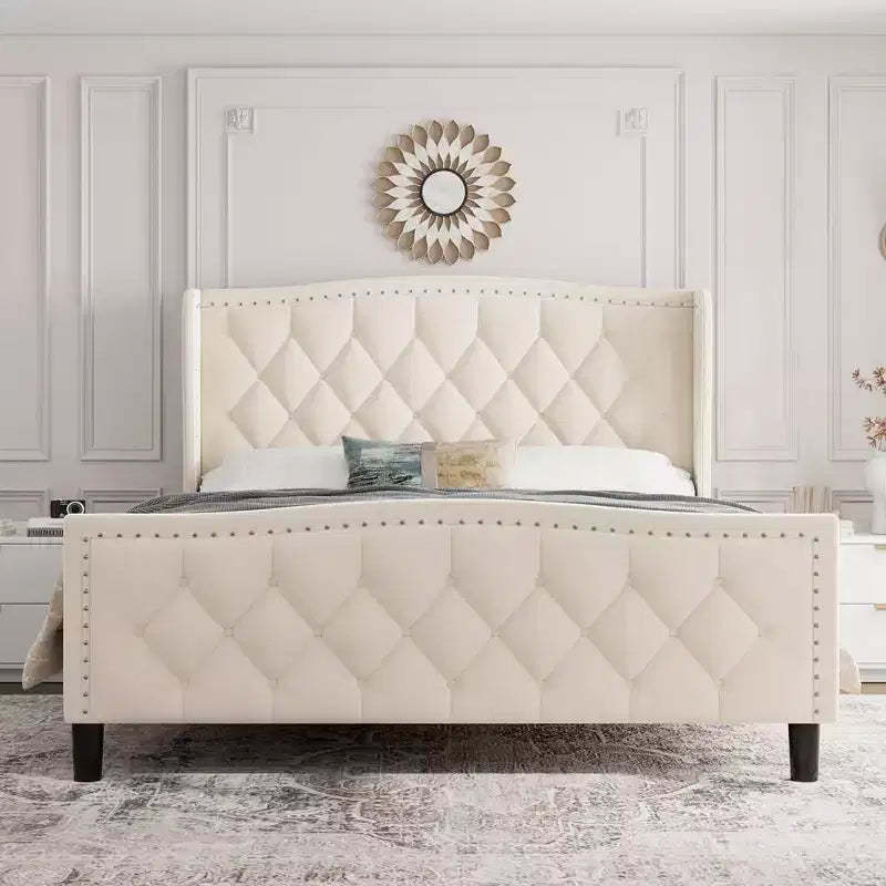 Bed Frame with 4 Storage Drawers and Headboard